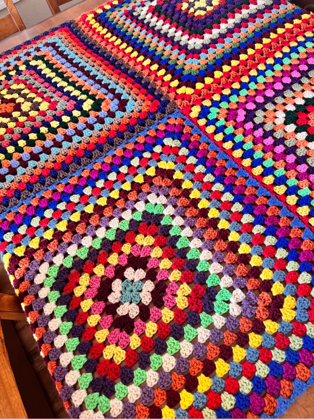 Crochet Granny Square Afghan Throw Blanket 54x52 Multicolor Boho Vintage Style